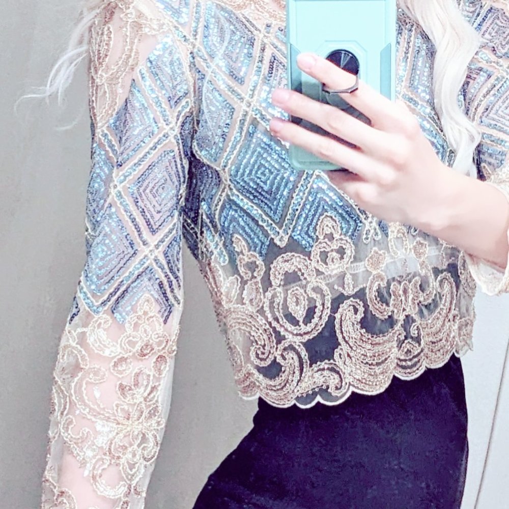 Sequin party / evening gala crop top